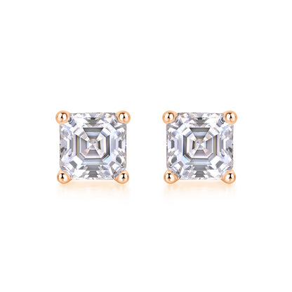 Unrestrained - Top-quality Moissanite S925 Silver And Platinum-plated Stud Earrings, A Fashionable And Trendy Accessory That Can Be Tested With A Diamond Pen In Gold Rose Gold