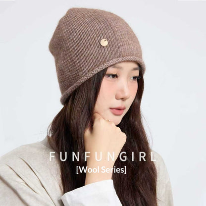 Women's Fashion Wool Knitted Warm Ear Protection Yarn Hat