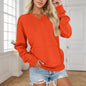 Women's V-neck Solid Color Non-hooded Sweater Pocket Loose Long Sleeve