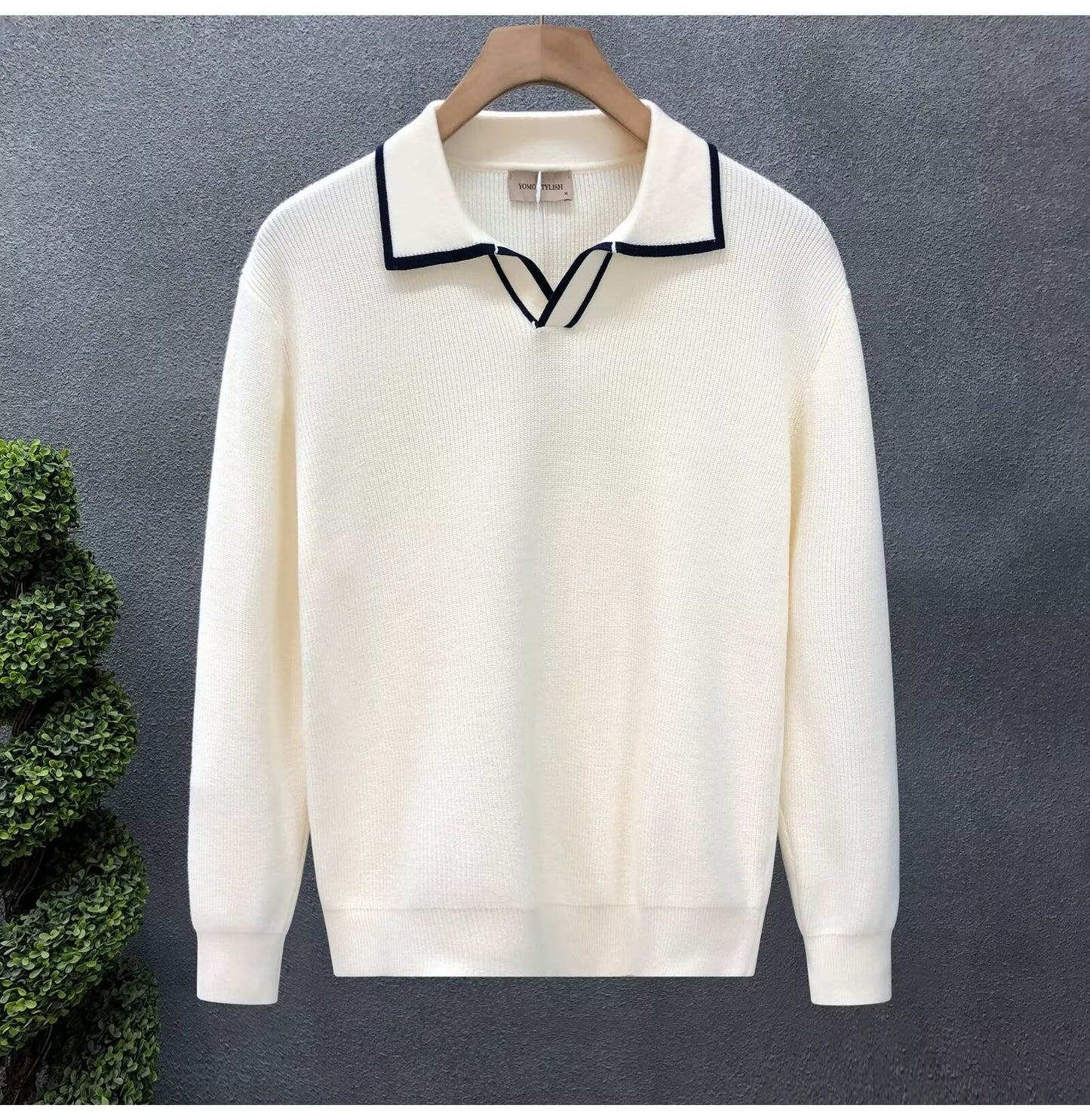 Lightly Mature Casual Polo Collar Sweater Men