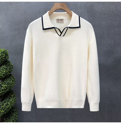 Lightly Mature Casual Polo Collar Sweater Men