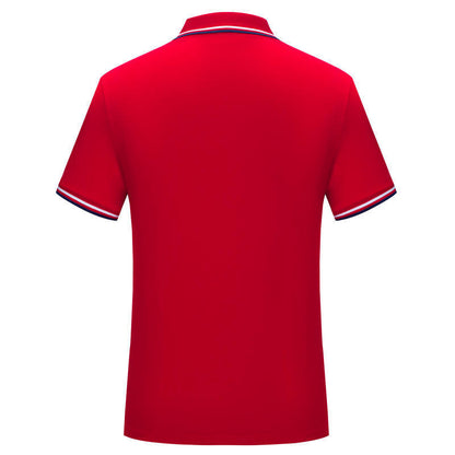 Simple Polo Shirt Short Sleeve Striped Lapel