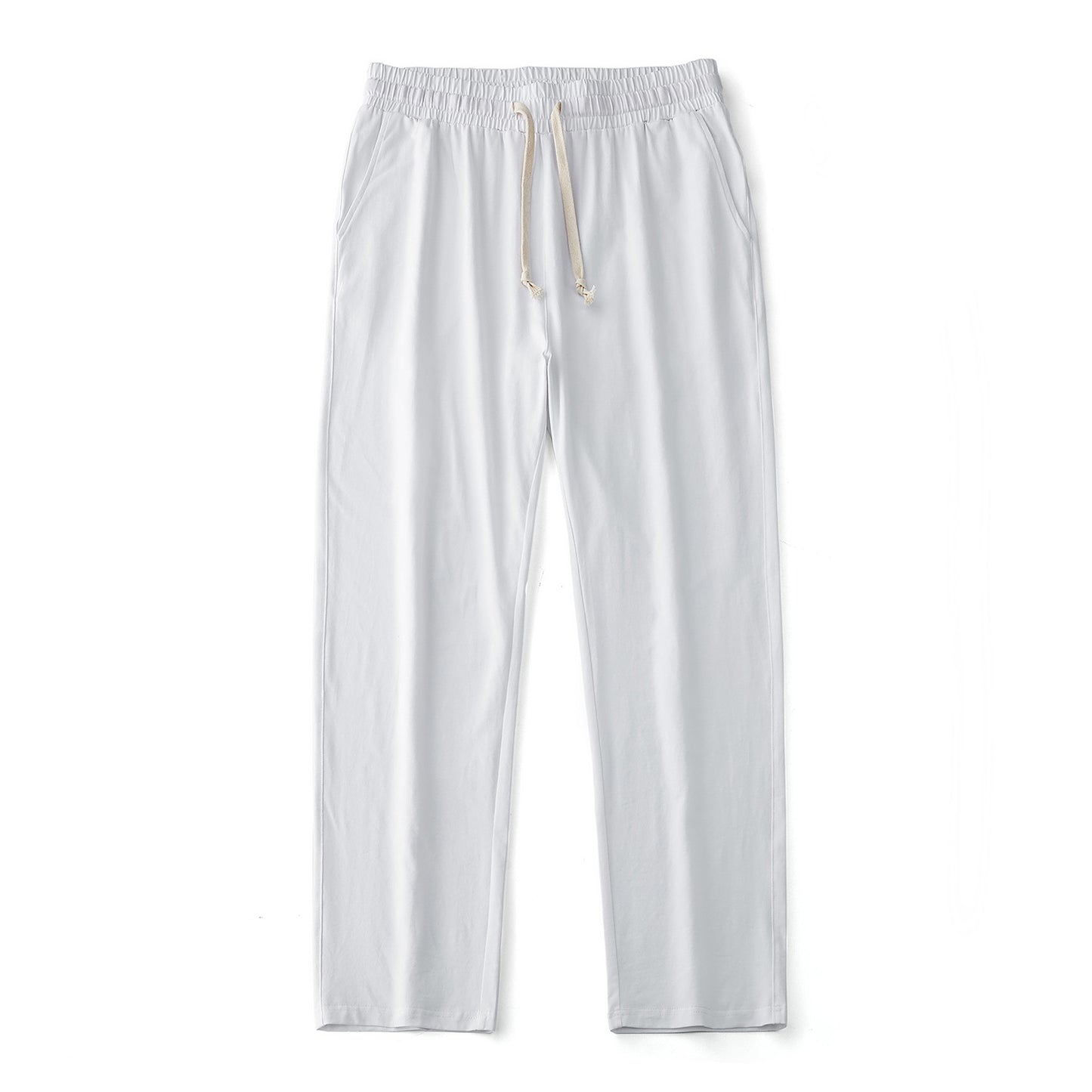 Mens Solid-Color Straight-Leg Lace-Up All-Match Sports Pants For Men