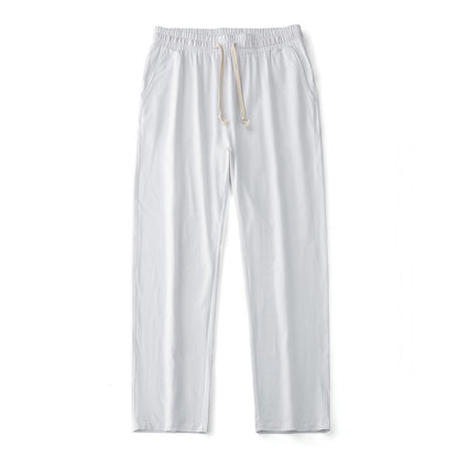 Mens Solid-Color Straight-Leg Lace-Up All-Match Sports Pants For Men
