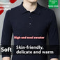 Men's Autumn And Winter Solid Color Shirt Middle-aged Polo Sweater