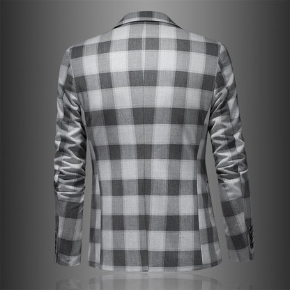 Men's Casual Suit Jacket Plaid Three-dimensional Fashion Slim Fit
