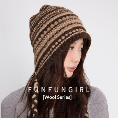 Retro Knit Beanie Women's Warm Wool Hat