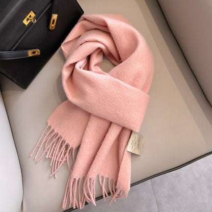 Pure Wool Students Warm-keeping All-matching Tassel Narrow Scarf Couple Wholesale