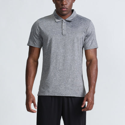 Breathable solid color lapel short sleeve