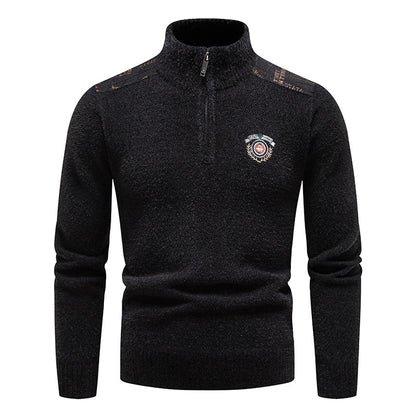 Velvet Stand Collar Thickened Men's Clothing Sweater