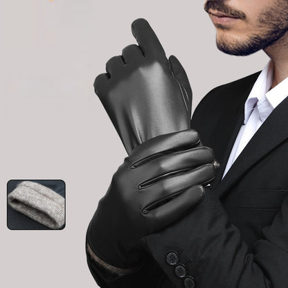Mens Business-Style Wind- And Water-Resistant Leather Gloves