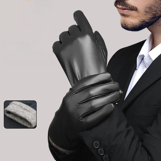 Mens Business-Style Wind- And Water-Resistant Leather Gloves