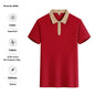 Zipper And Lapel Polo Shirt Solid Color Short Sleeve