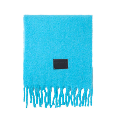 Solid Color Fringe Wool Scarf Women's Thickened Warm Neck Wrap