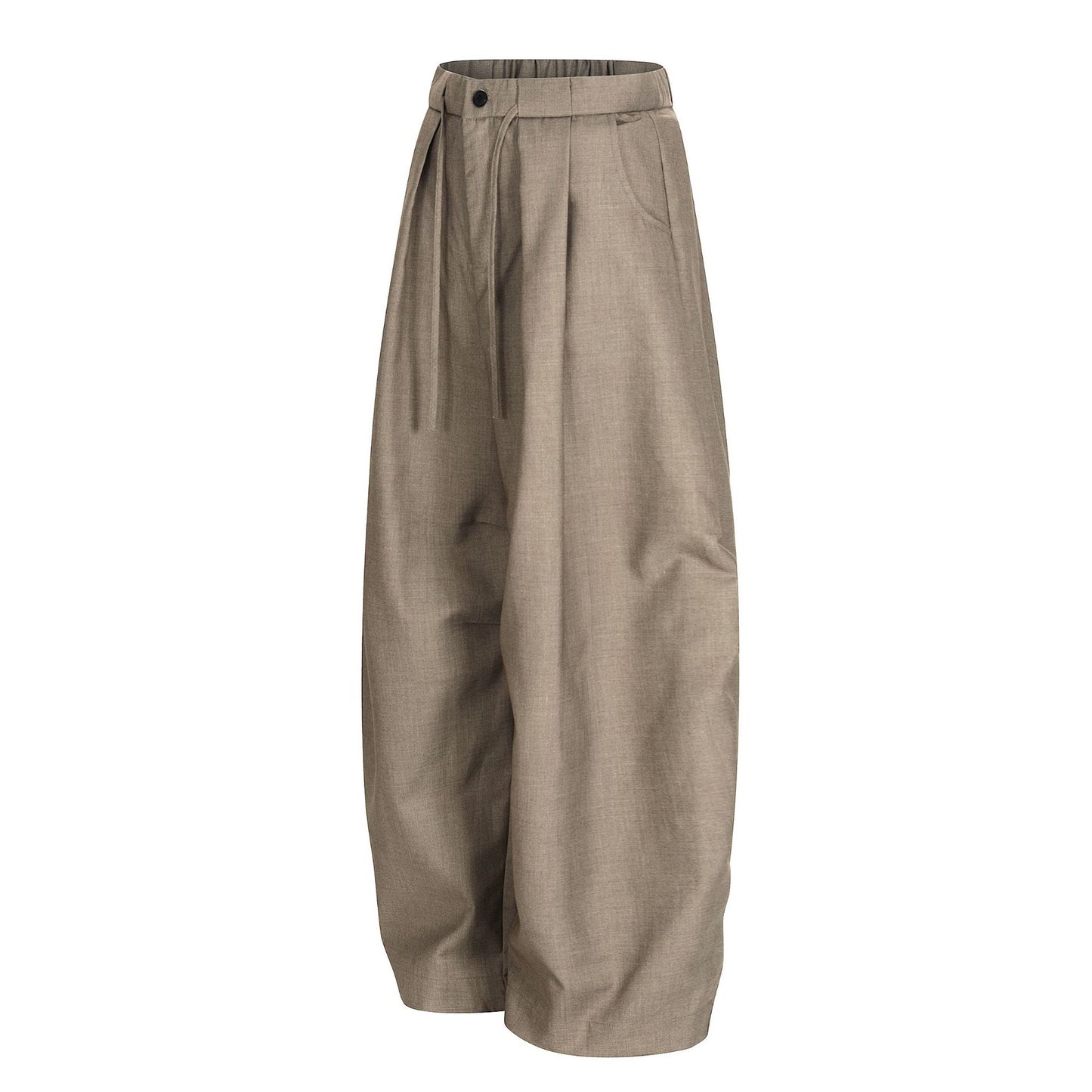 Retro Old Money Inspired Casual Trousers With Unique Pleated Curved Silhouette