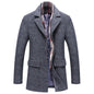Fall Winter Men's Woolen Coat Fashion Polo Collar Cotton Scarf