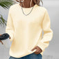 Women's Solid Color Casual Pullover Sweatshirt - Minimalist Round Neck Long Sleeve Top For Spring&Fall