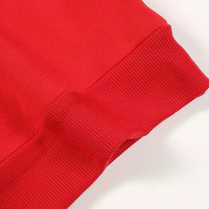 Women's Solid Color Casual Pullover Sweatshirt - Minimalist Round Neck Long Sleeve Top For Spring&Fall