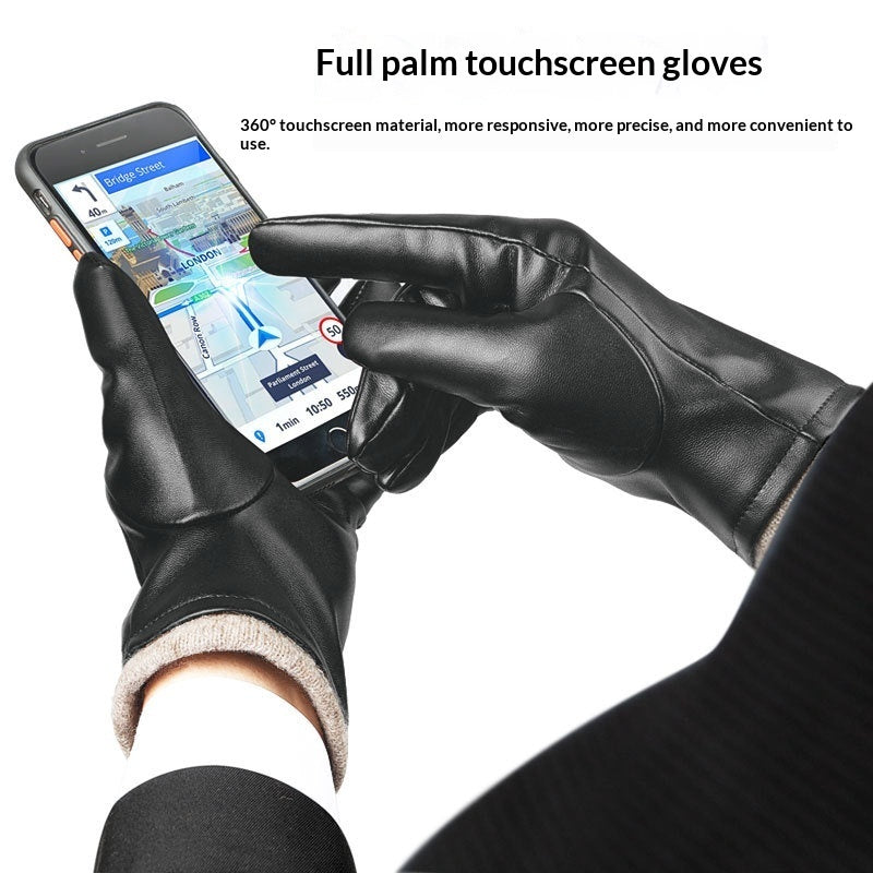 Mens Business-Style Wind- And Water-Resistant Leather Gloves