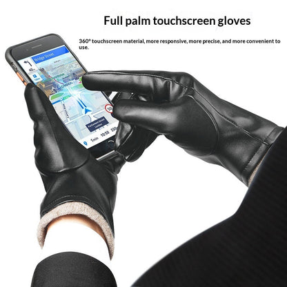 Mens Business-Style Wind- And Water-Resistant Leather Gloves
