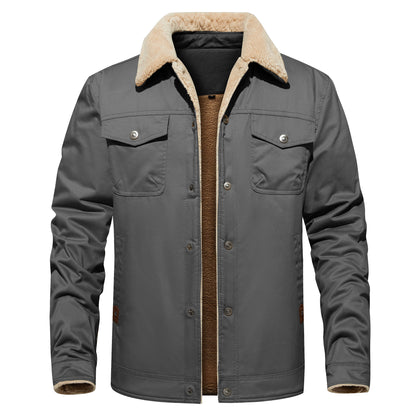 Men's Winter Jacket Lined Sherpa Jacket Warm Trucker Coat Multi Pocket