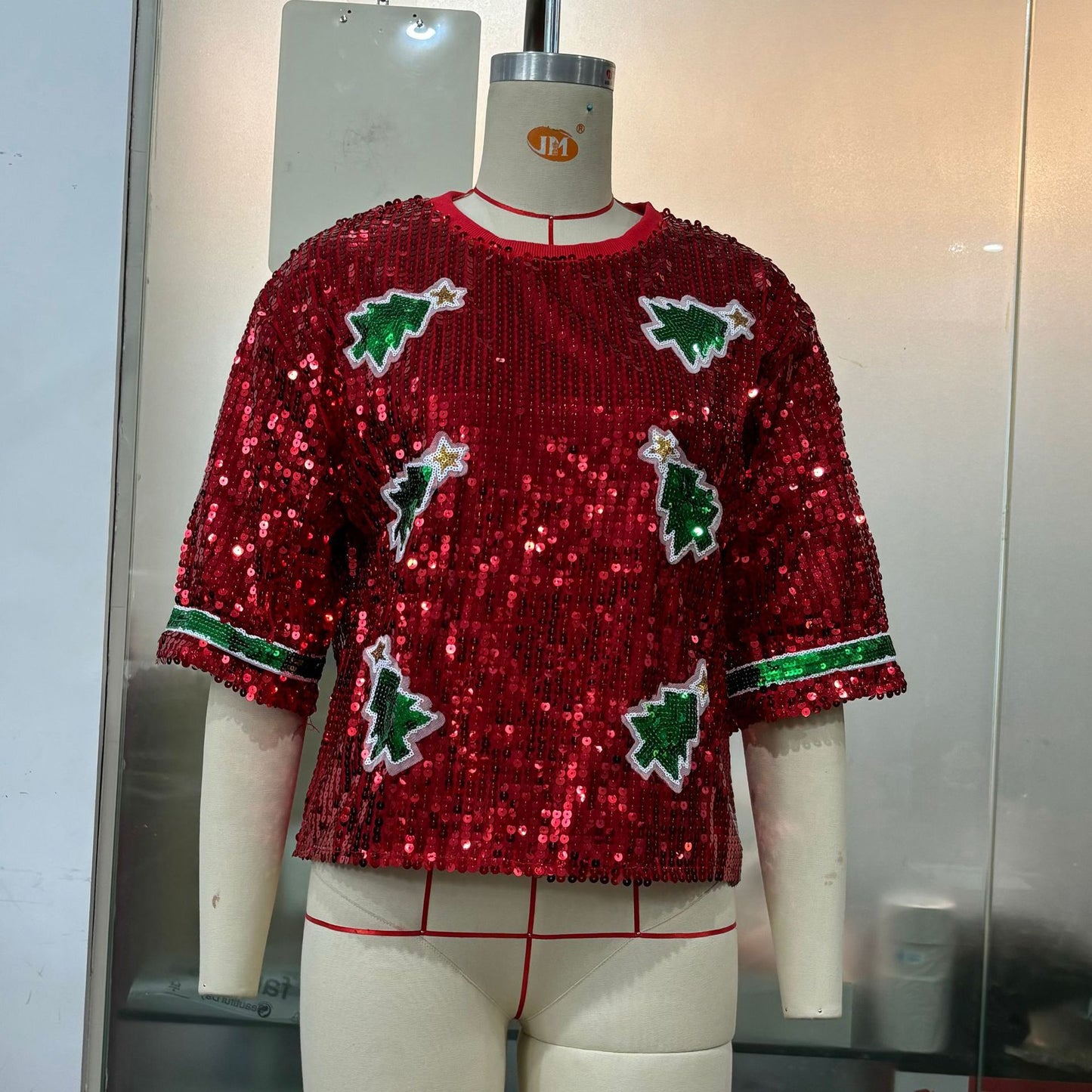 Women's Sequined Top Rugby Casual Loose