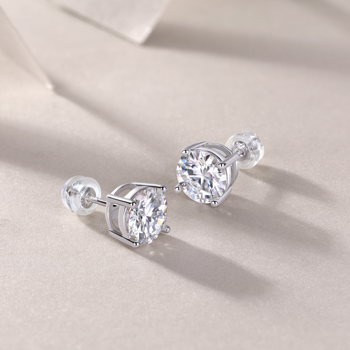 Pure Love - Earrings Set With Top-quality Moissanite S925 Silver And Platinum-plated Stud Earrings Are Fashionable And Trendy Accessories That Can Be Tested With A Diamond Pen