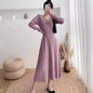 Striped Lower Hem Mid-length Temperament Dress
