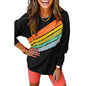 Rainbow Striped Pullover Casual Loose Long Sleeve Sweatershirt