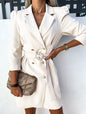Puff Sleeve Lapel Women's Slim Suit Dress