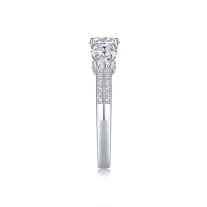 Coral Dream - A Wedding Ring Set With 1-carat Top-quality Moissanite S925 Silver And Platinum-plated Diamond. The Ring Can Be Inspected With A Diamond Pen