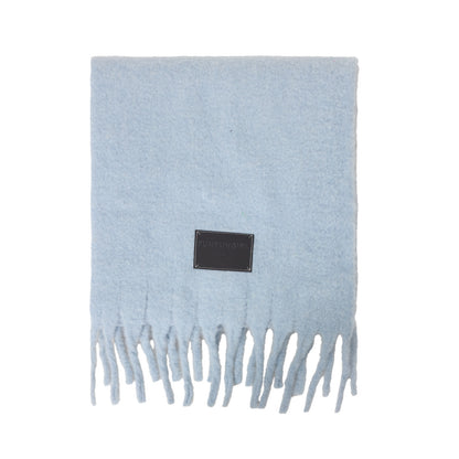 Solid Color Fringe Wool Scarf Women's Thickened Warm Neck Wrap