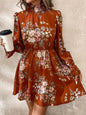 Chiffon Floral Ruffle Sleeve Dress Women