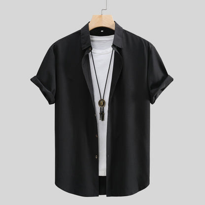 Men's Short-sleeved Shirt Solid Color Summer