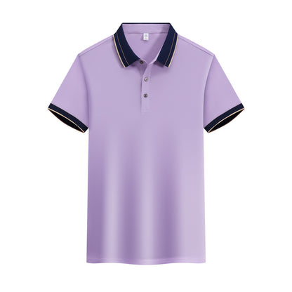 Ice Ion Mercerized Pearl Cotton Color Matching Collar Polo Shirt For Men And Women