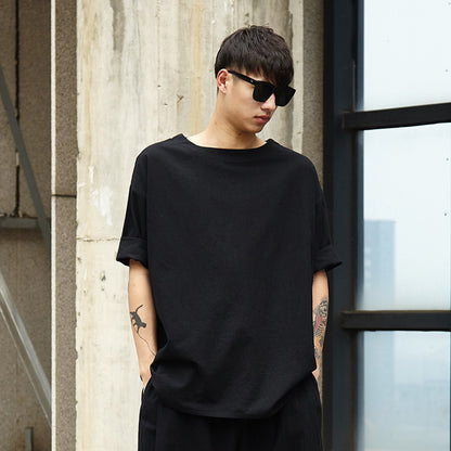 Cotton and linen top three-quarter sleeves