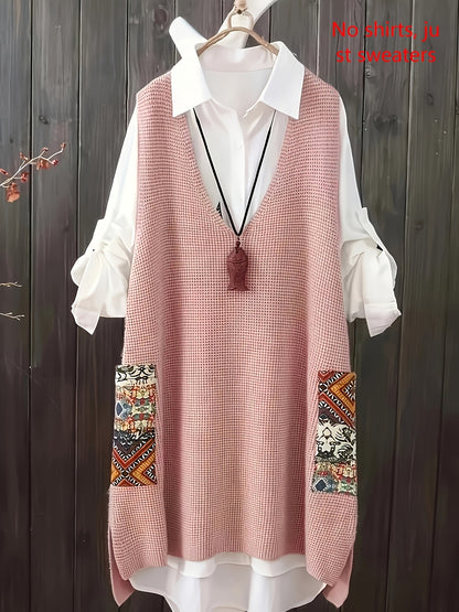 Women's Knitted Vest Loose V-neck