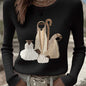 Women's Versatile Casual Blended Jacquard Embroidered Long-sleeve Sweater