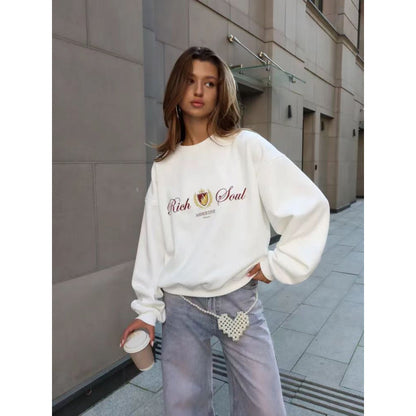 Fashion Printing Round-neck Pullover Women