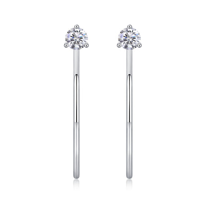 A Charming Afternoon - Earrings Set With Top-quality Moissanite S925 Silver And Platinum-plated Stud Earrings, A Fashionable And Trendy Accessory, Can Be Tested With A Diamond Pen