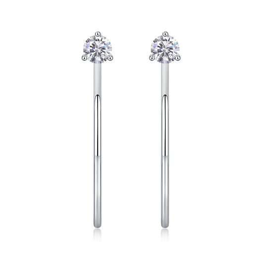 A Charming Afternoon - Earrings Set With Top-quality Moissanite S925 Silver And Platinum-plated Stud Earrings, A Fashionable And Trendy Accessory, Can Be Tested With A Diamond Pen
