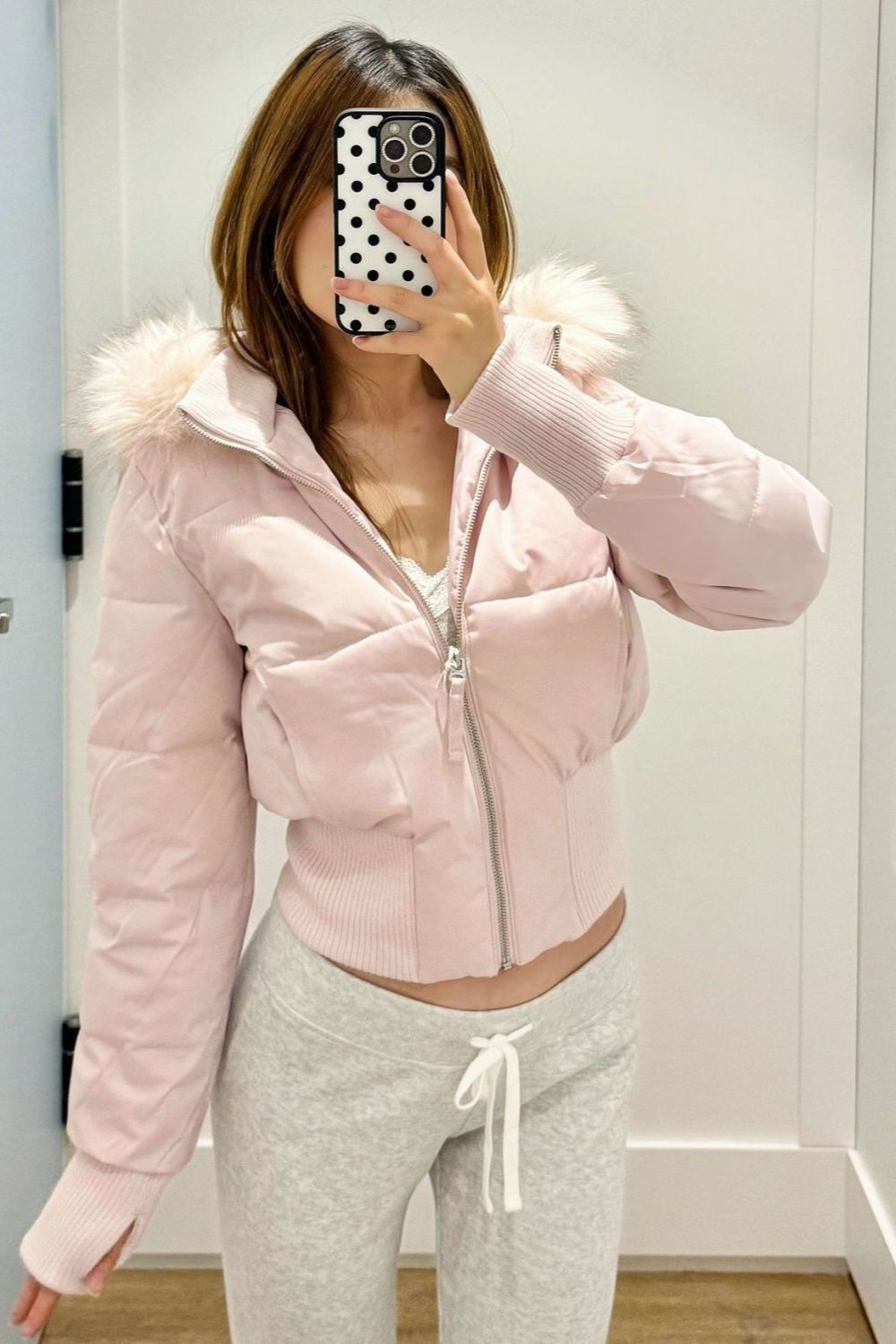 Women's Versatile American Retro Fur-collar Hooded Short Cotton Jacket