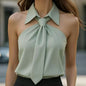 Polo Collar Tie Shirt Women's Design Vest