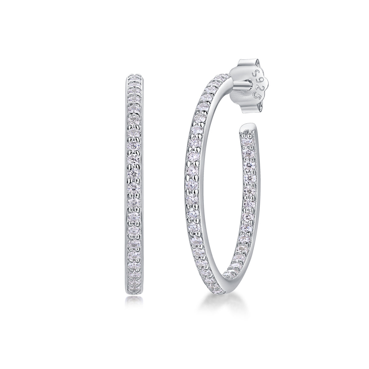 Ribbon - Set With Top-quality Moissanite S925, Silver And Platinum-plated Stud Earrings, A Fashionable And Trendy Accessory That Can Be Tested With A Diamond Pen