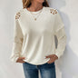 Casual Simple Elegant Embroidery Hollow-out Flowers Print Sweater