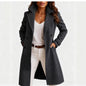 Single-breasted Mid-length Coat With Pockets Fashion Elegant Lapel Jacket Casual Long-sleeved Top Outwear Women's Clothing