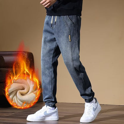 Mens Fleece-Lined Outerwear Jogger Harem Pants For Cold Weather Coziness