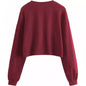 Women's Autumn And Winter New Solid Color With Fur Loose O-neck Short Sweater
