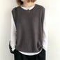 Women Sleeveless Vest Bandage Dress Outer Wear Solid Color Round Neck Vest