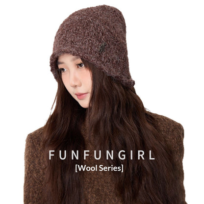 Letter Wool Yarn Warm Ear Protection Knitted Hat